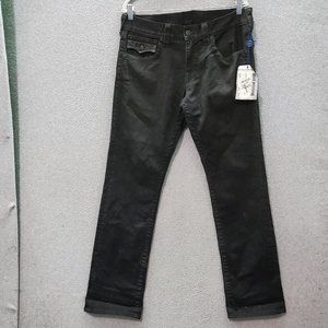 True Religion Men Jeans 32 Black Denim Straight Pockets Mid Rise‎ 34" Inseam NWT